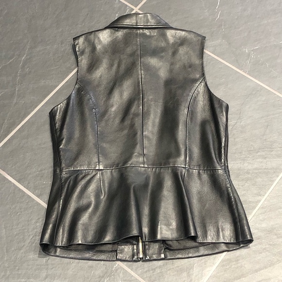 Black Leather Peplum Vest w/Zipper Size 12 - Picture 3 of 3